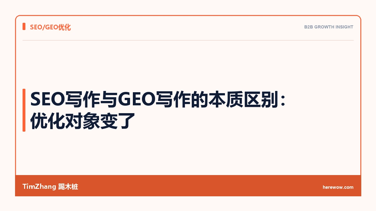 SEO写作与GEO写作的本质区别：优化对象变了