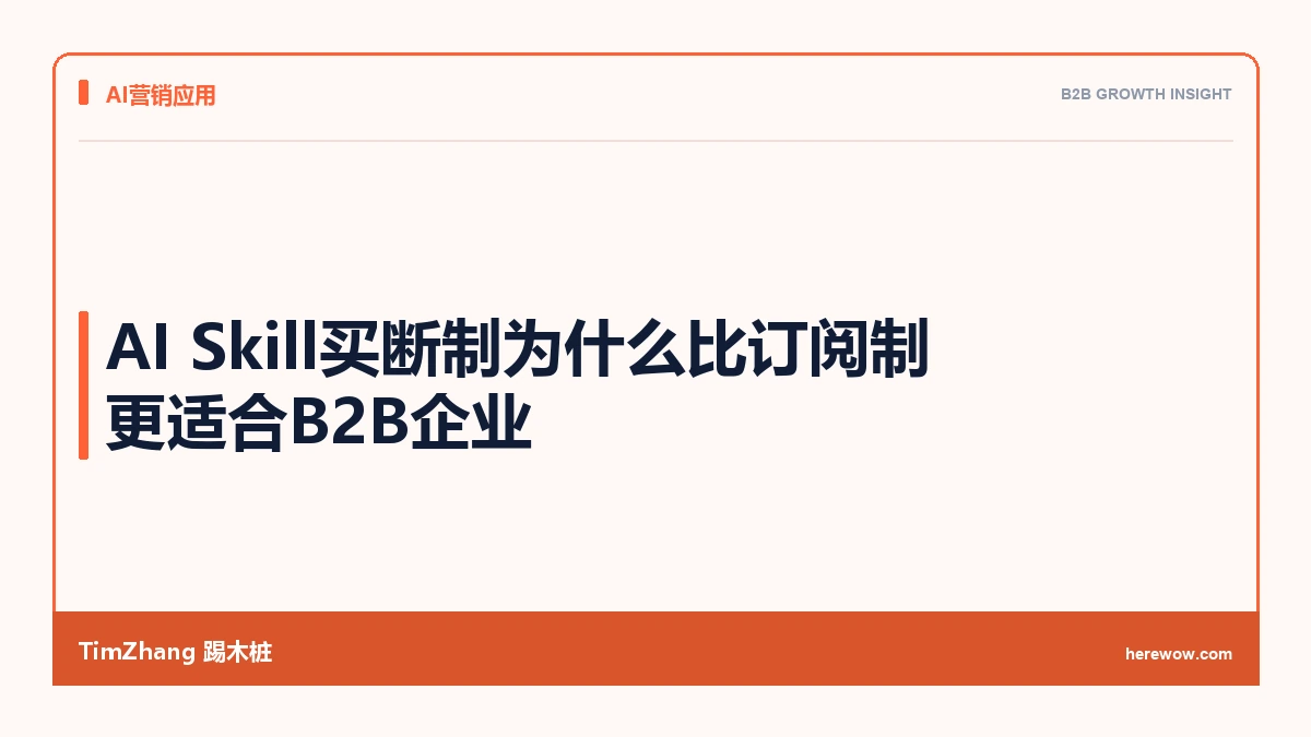 AI Skill买断制为什么比订阅制更适合B2B企业