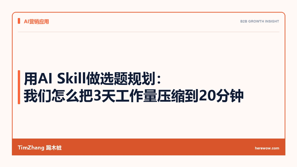 用AI Skill做选题规划:我们怎么把3天工作量压缩到20分钟
