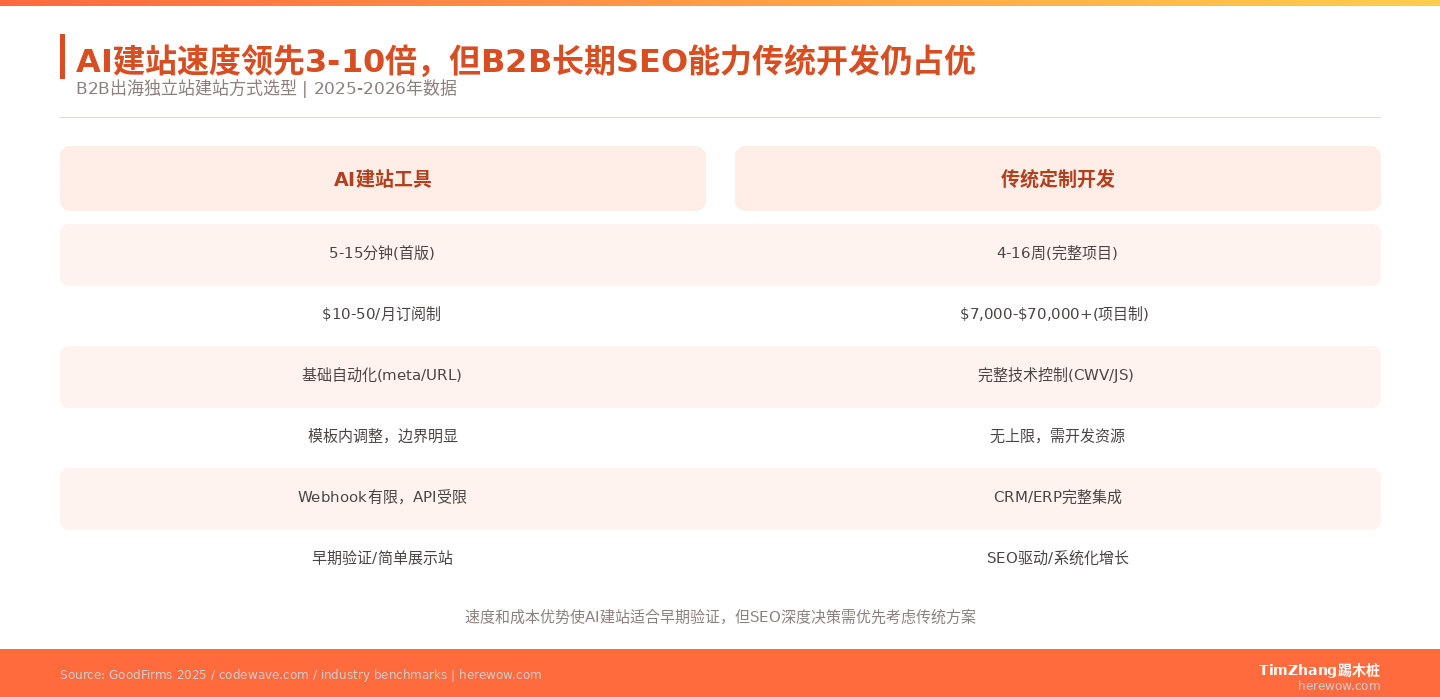 AI建站VS传统建站：速度、成本、SEO表现全面对比
