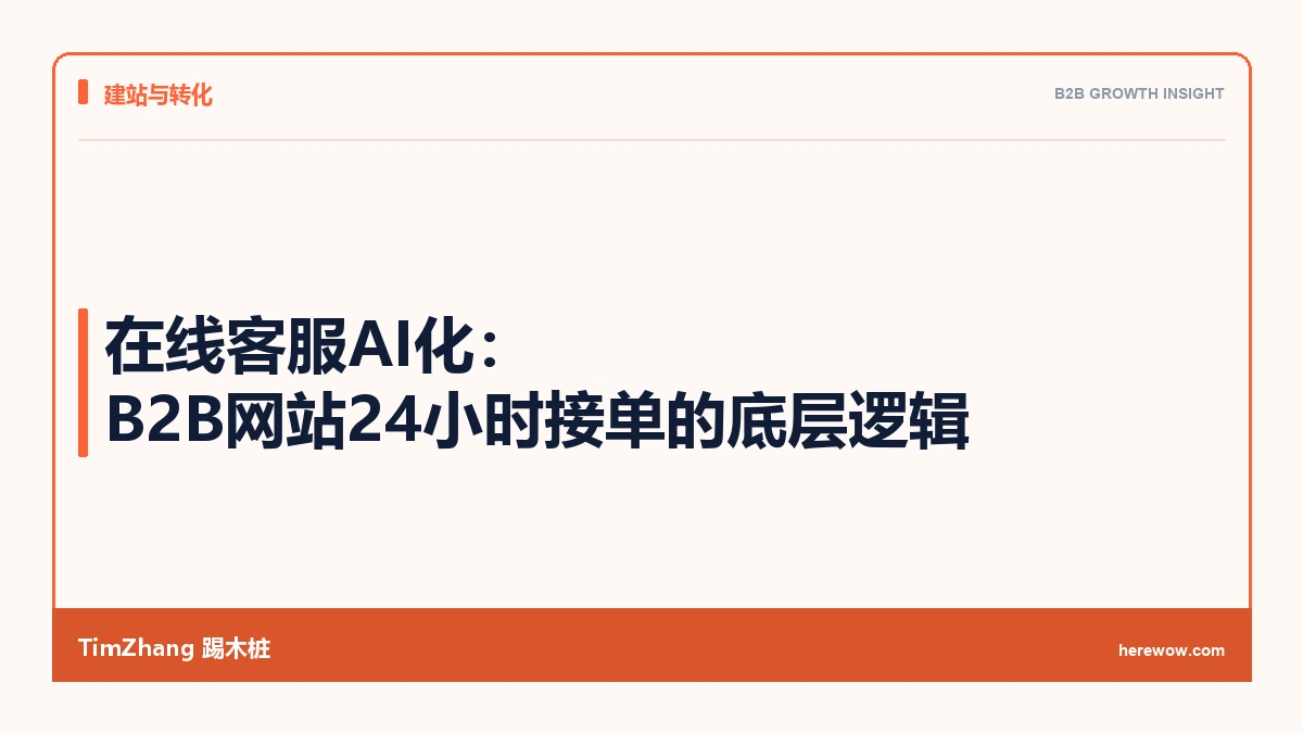 在线客服AI化:B2B网站24小时接单的底层逻辑 - TimZhang踢木桩