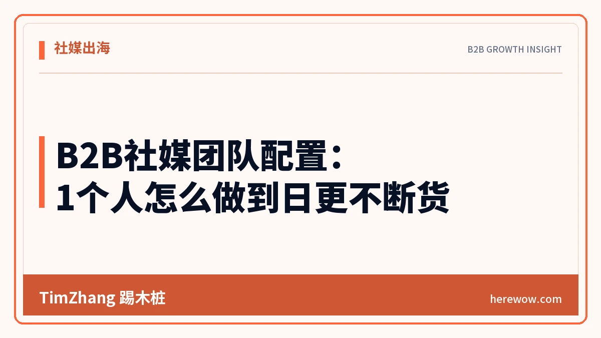 B2B社媒团队配置:1个人怎么做到日更不断货 - TimZhang踢木桩
