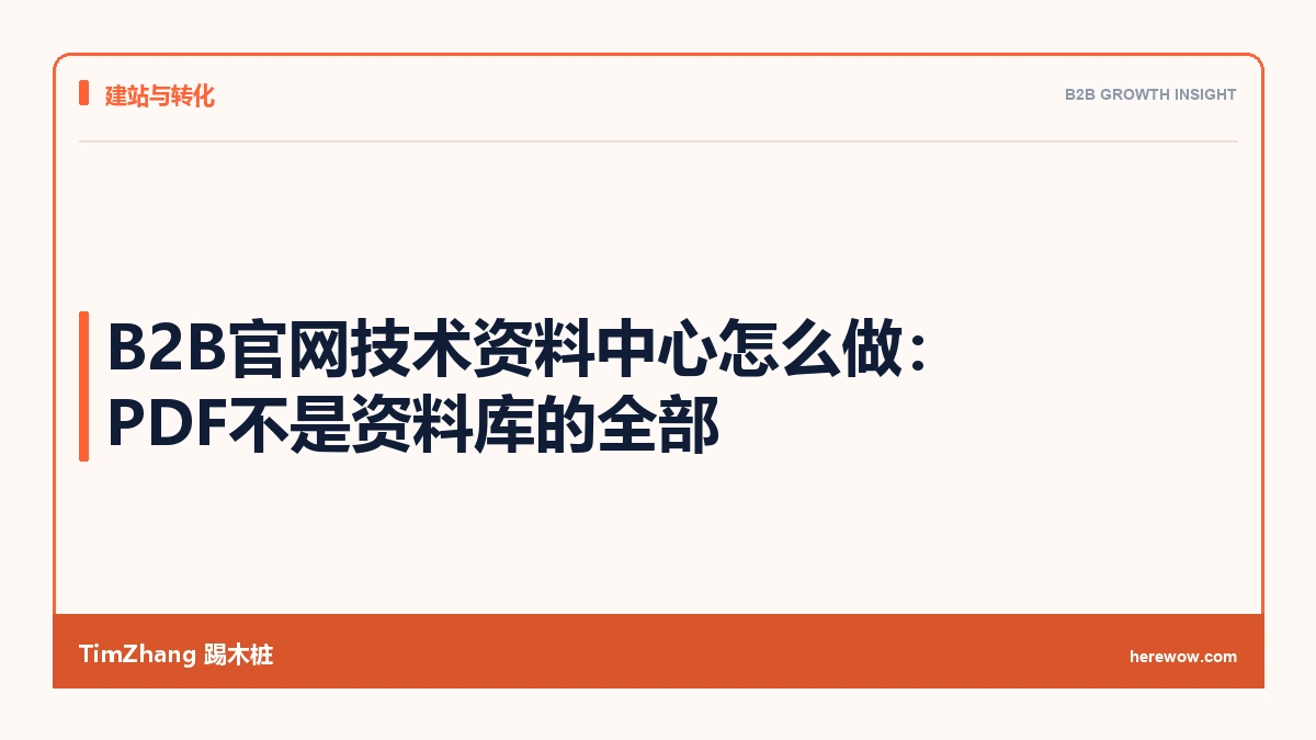 B2B官网技术资料中心怎么做：PDF不是资料库的全部的博客标题卡封面