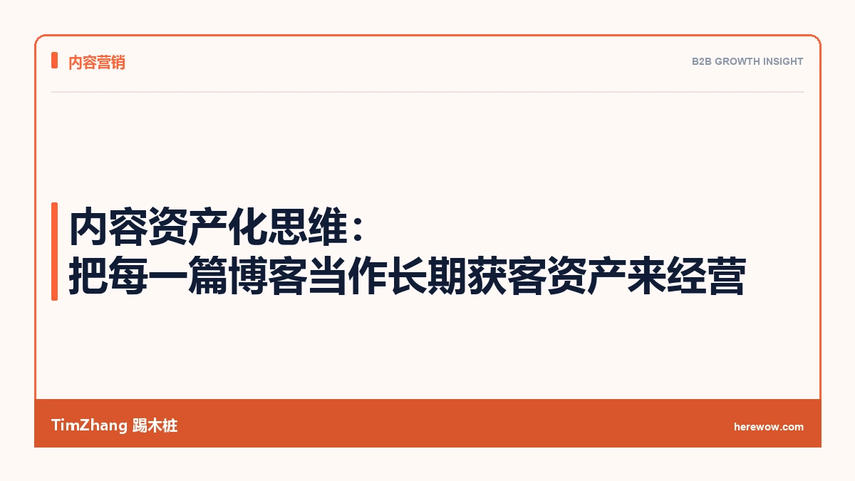 内容资产化思维:把每一篇博客当作长期获客资产来经营