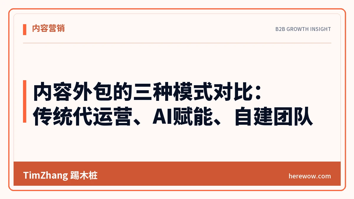 内容外包的三种模式对比:传统代运营、AI赋能、自建团队 - TimZhang踢木桩