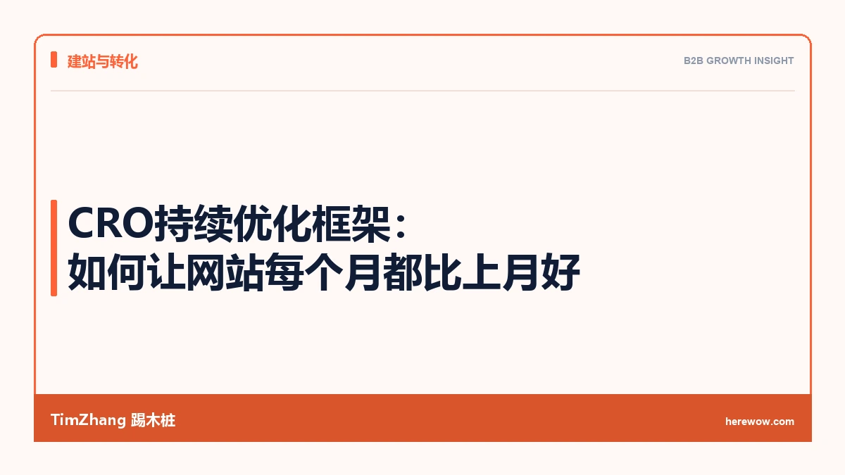 CRO持续优化框架:如何让网站每个月都比上月好