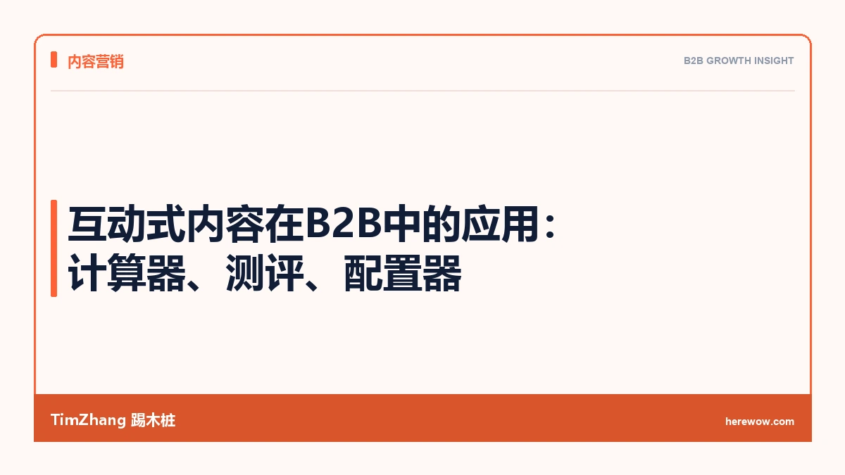 互动式内容在B2B中的应用:计算器、测评、配置器