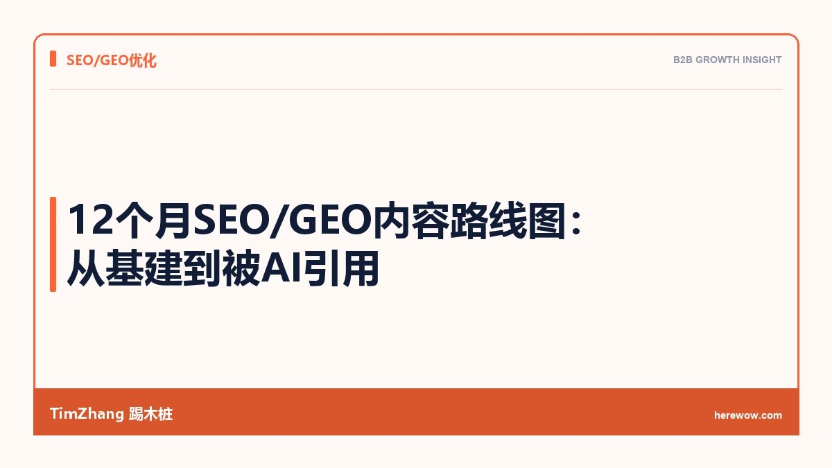12个月SEO/GEO内容路线图：从基建到被AI引用