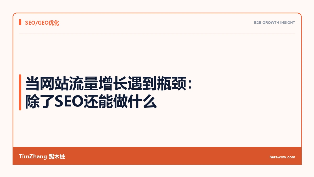 当网站流量增长遇到瓶颈：除了SEO还能做什么