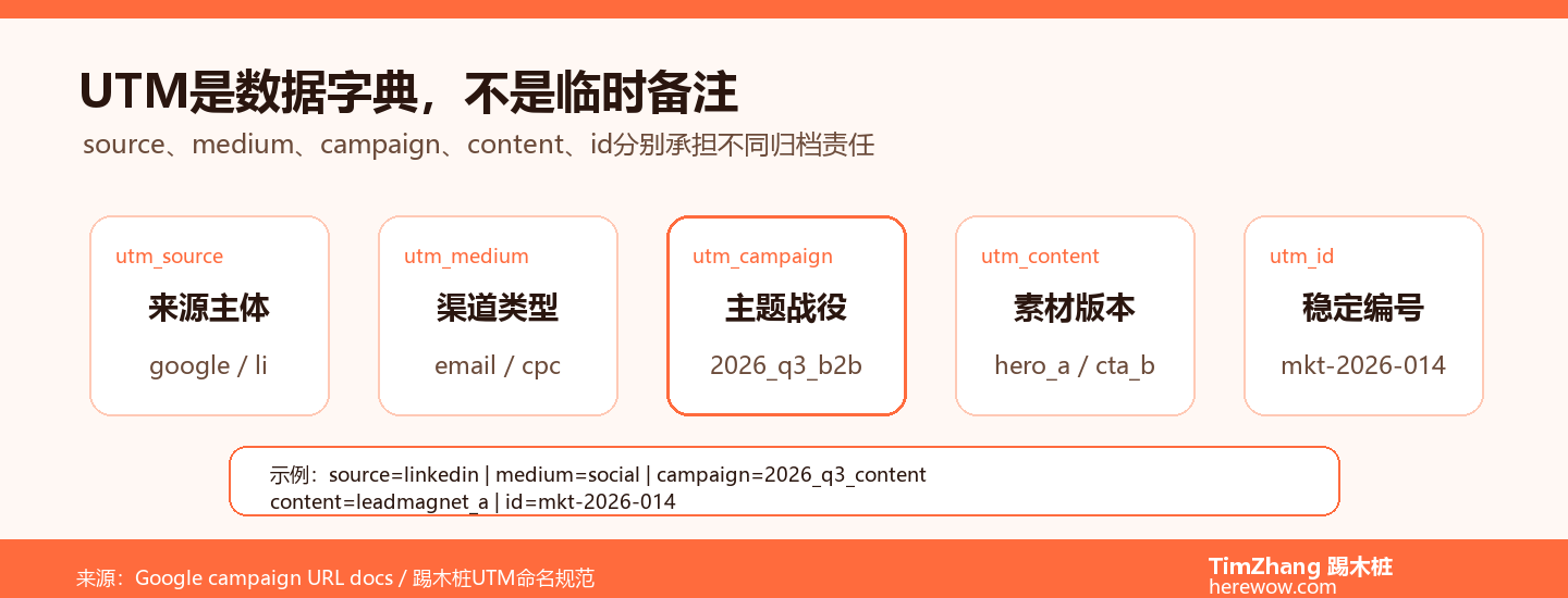 B2B企业UTM参数命名规范图