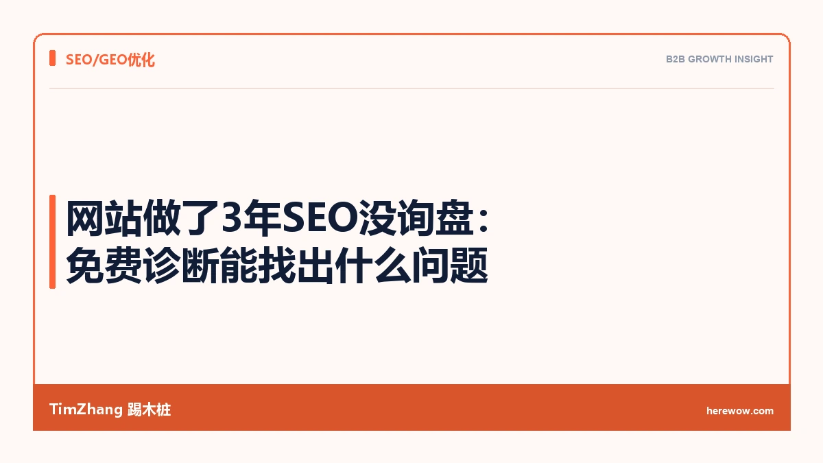 网站做了3年SEO没询盘：免费诊断能找出什么问题