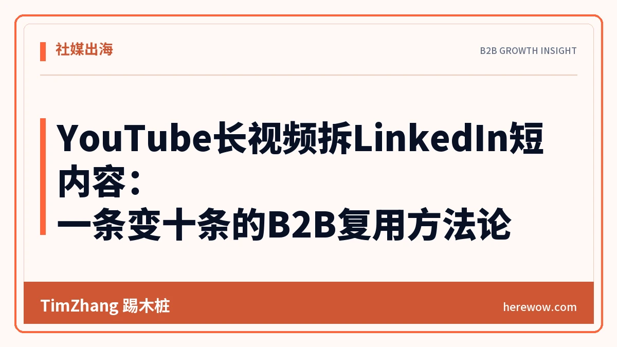 YouTube长视频拆LinkedIn短内容:一条变十条的B2B复用方法论 - TimZhang踢木桩
